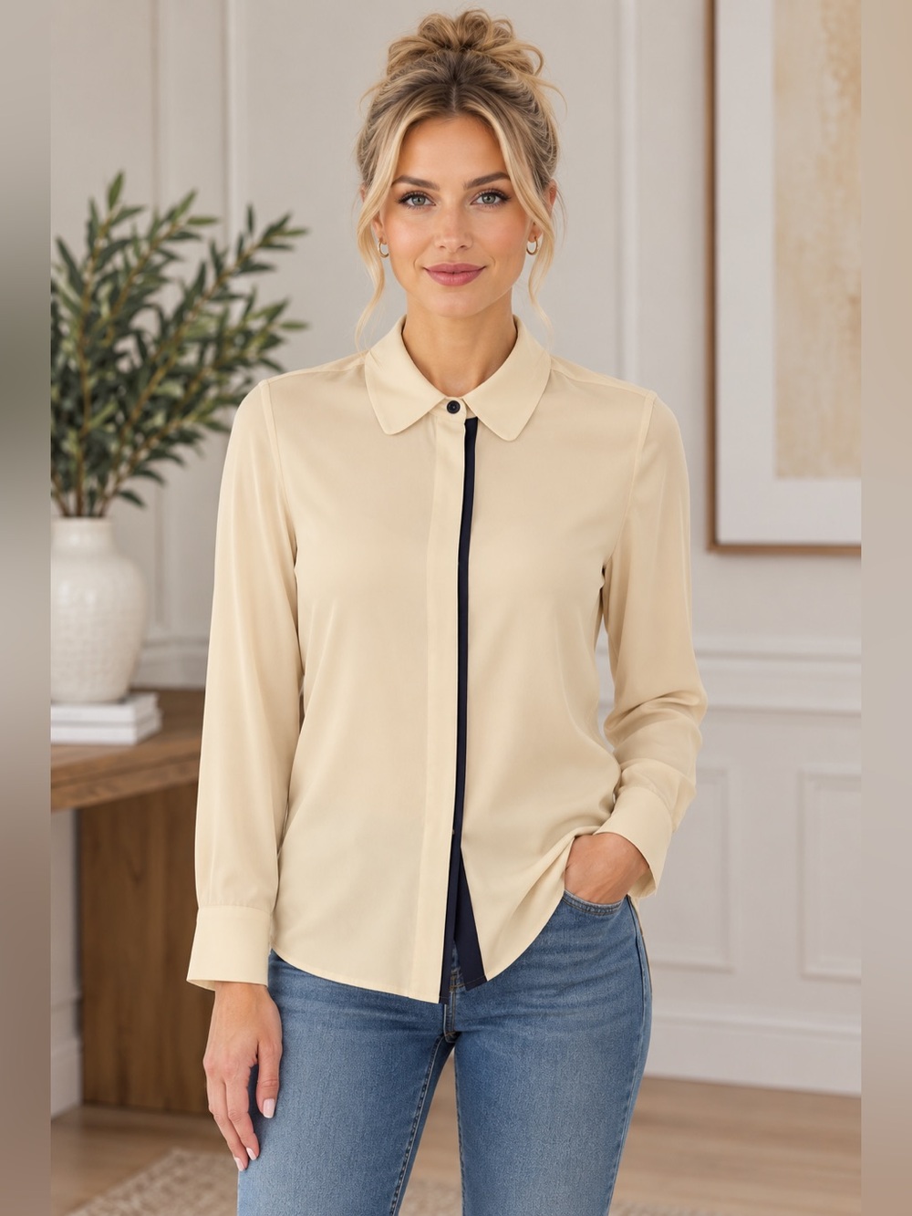 Everlane Women’s Ivory 100% Silk Blouse – XS